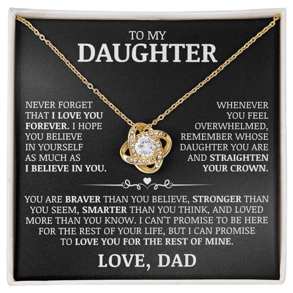 To My Daughter "Believe In Yourself" Love Knot Necklace