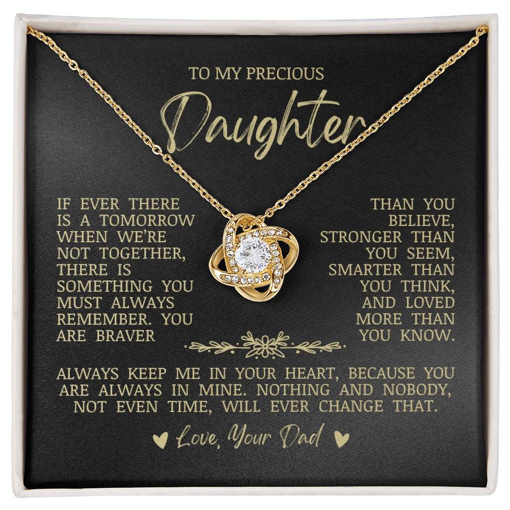 To My Precious Daughter "Keep Me In Your Heart" Love Knot Necklace