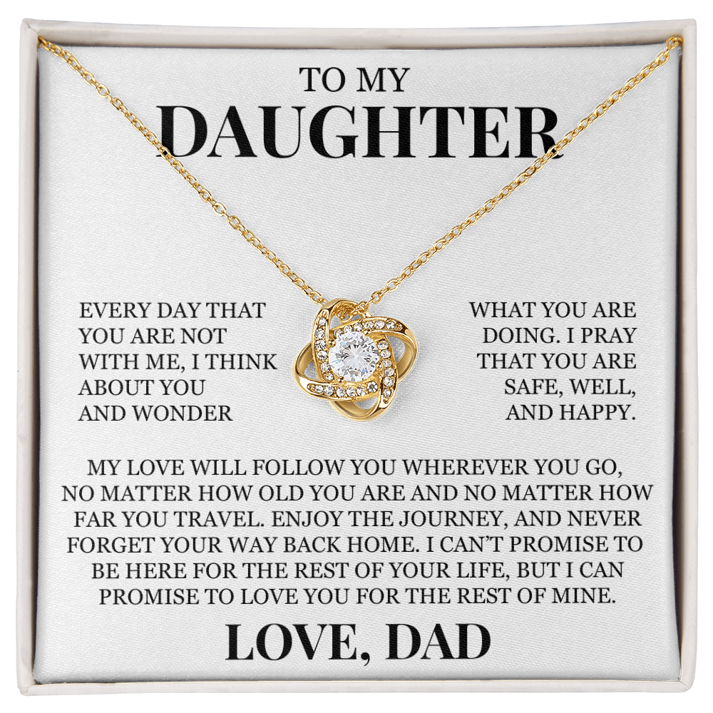 To My Daughter "Never Forget Your Way Back Home" Love Knot Necklace