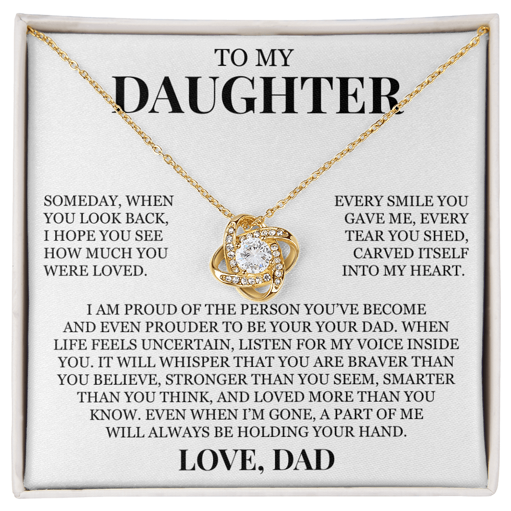 To My Daughter "I Will Always Be Holding Your Hand" Love Knot Necklace