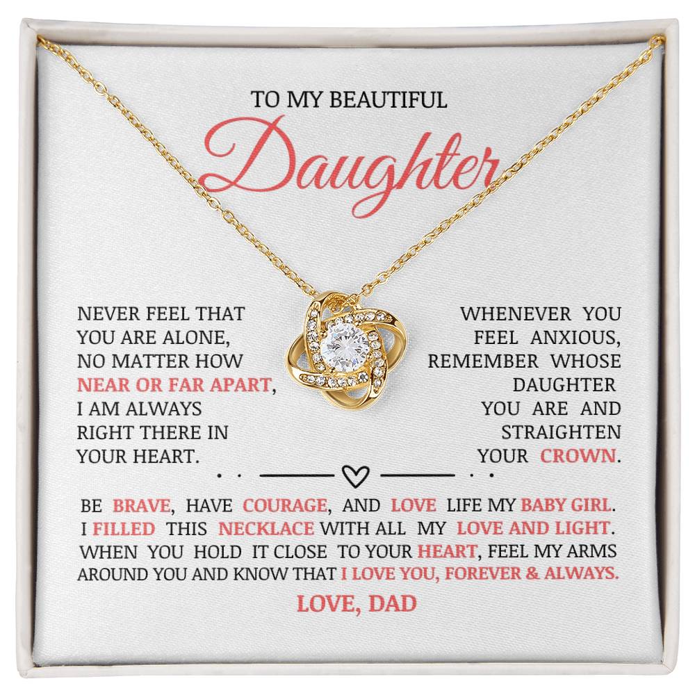 To My Beautiful Daughter "I Love You Forever & Always" Love Knot Necklace