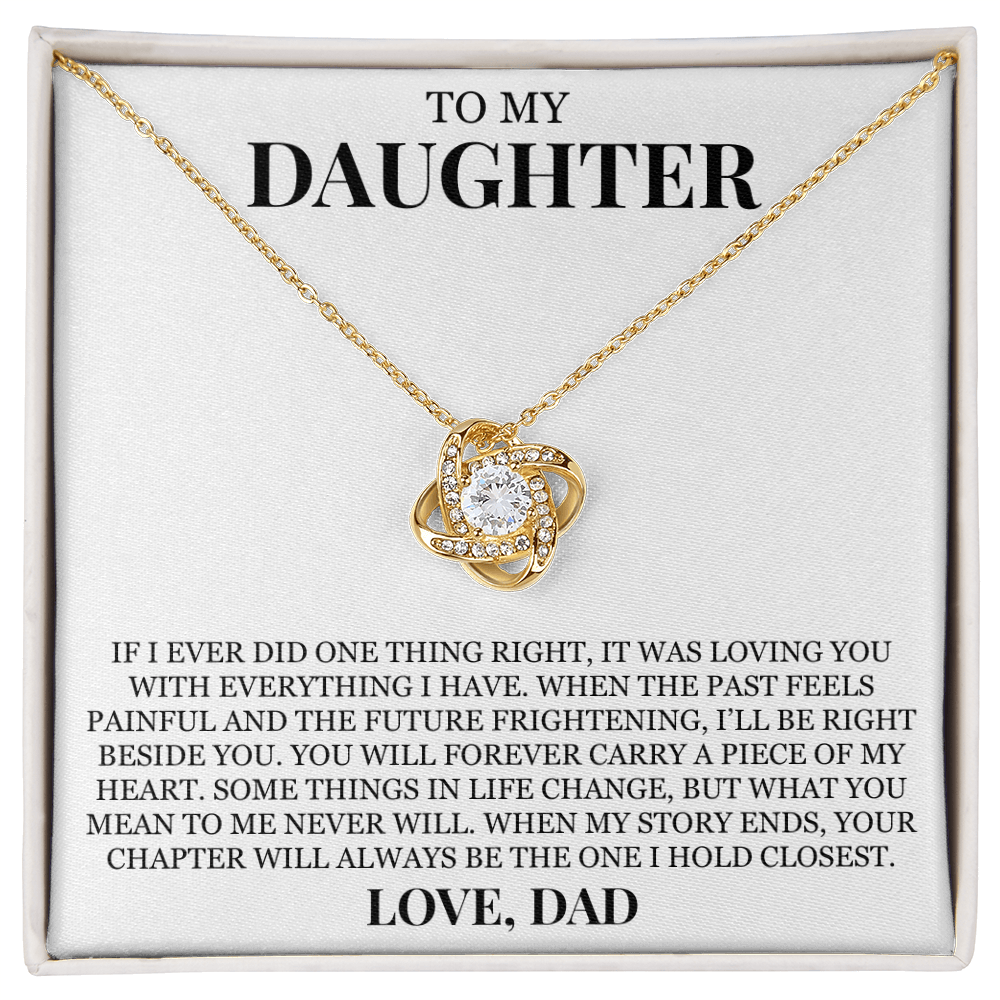 To My Daughter "You Will Forever Carry a Piece of My Heart" Love Knot Necklace