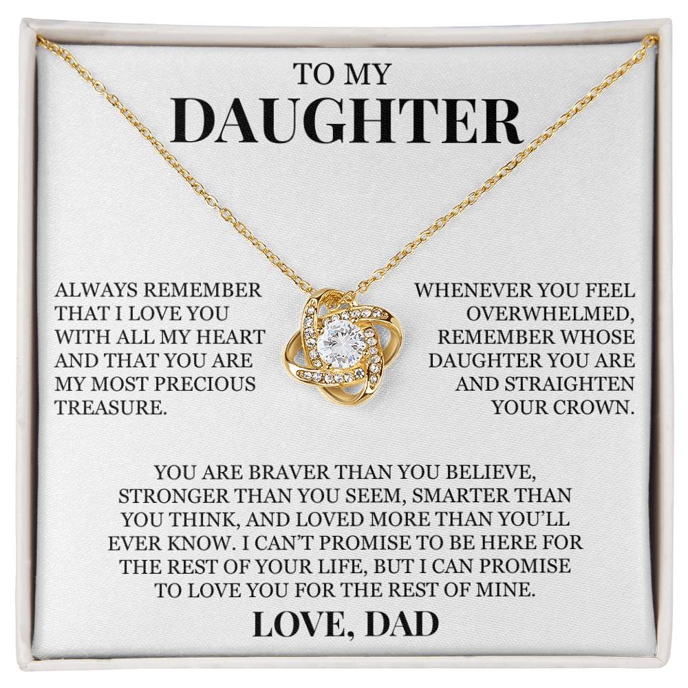 To My Daughter "You Are My Most Precious Treasure" Love Knot Necklace