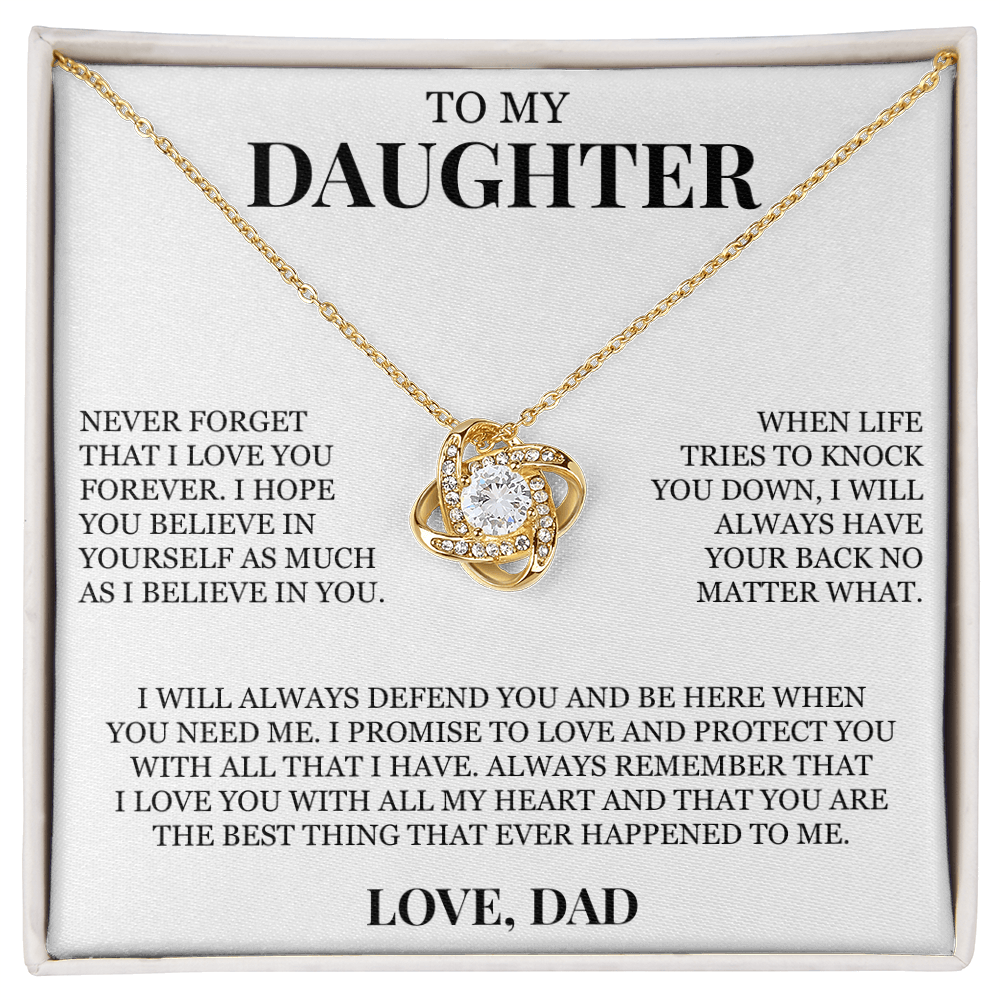 To My Daughter "I Will Always Have Your Back No Matter What" Love Knot Necklace