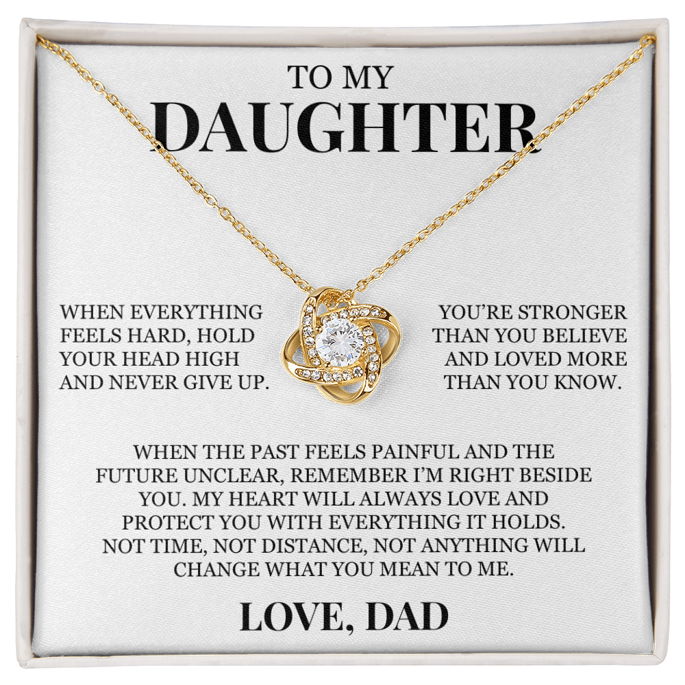 To My Daughter "Never Give Up" Love Knot Necklace