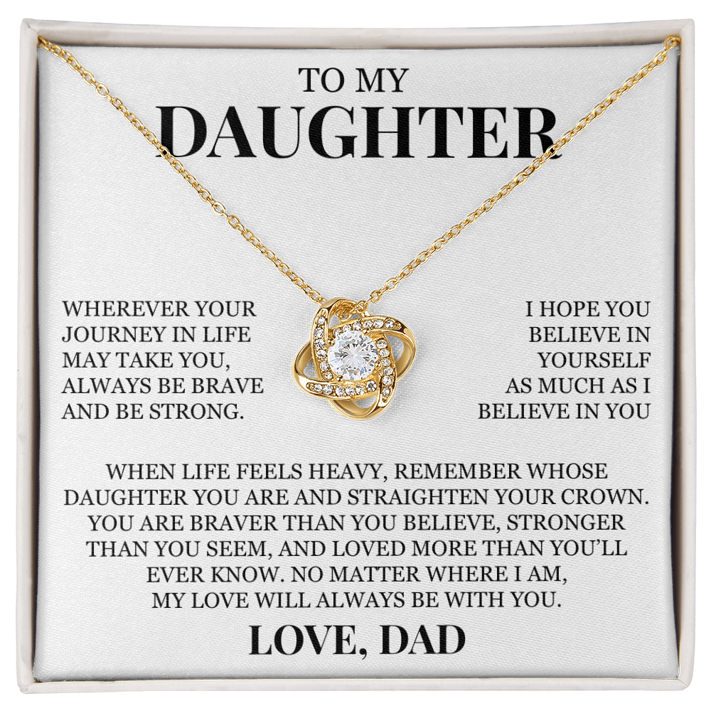 To My Daughter "I Believe In You" Love Knot Necklace