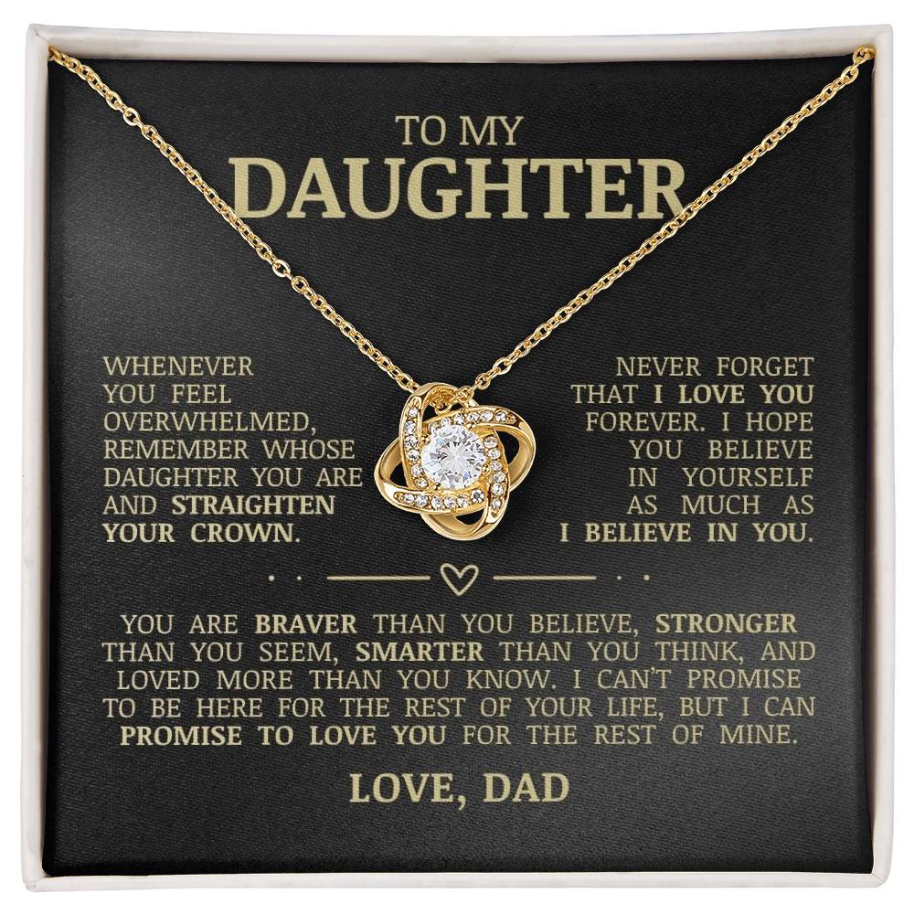 To My Daughter "Believe In Yourself" Love Knot Necklace