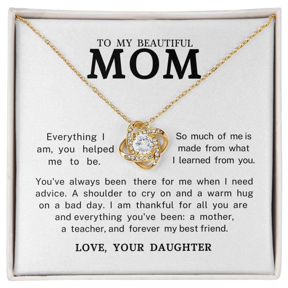 To My Beautiful Mom "Forever My Best Friend" Love Knot Necklace