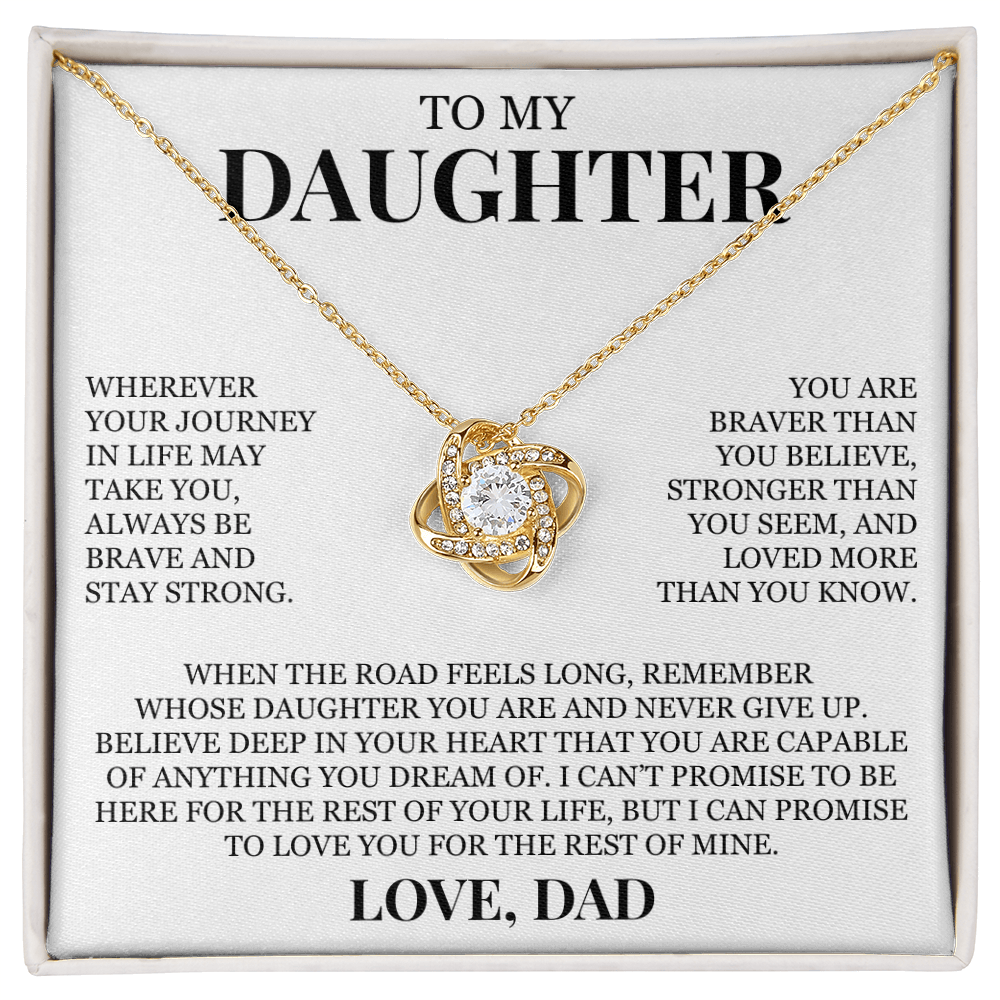 To My Daughter "Never Give Up" Love Knot Necklace