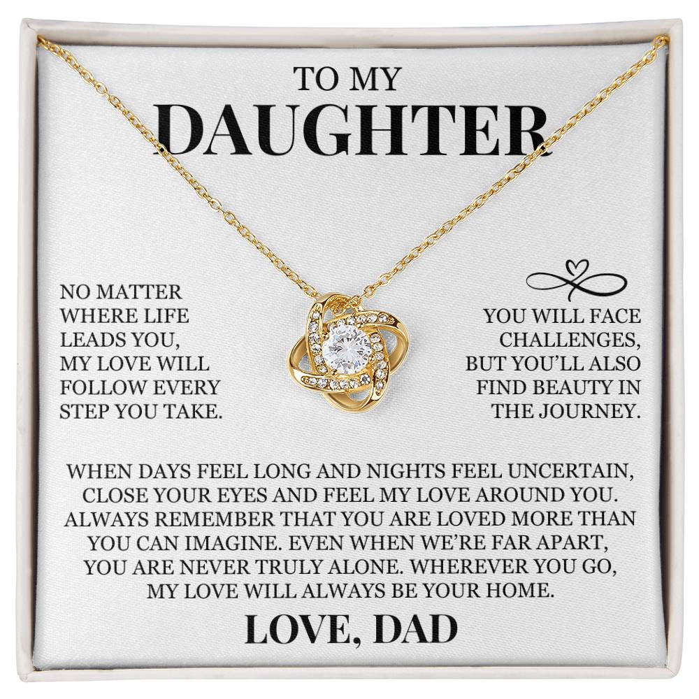 To My Daughter "Feel My Love Around You" Love Knot Necklace