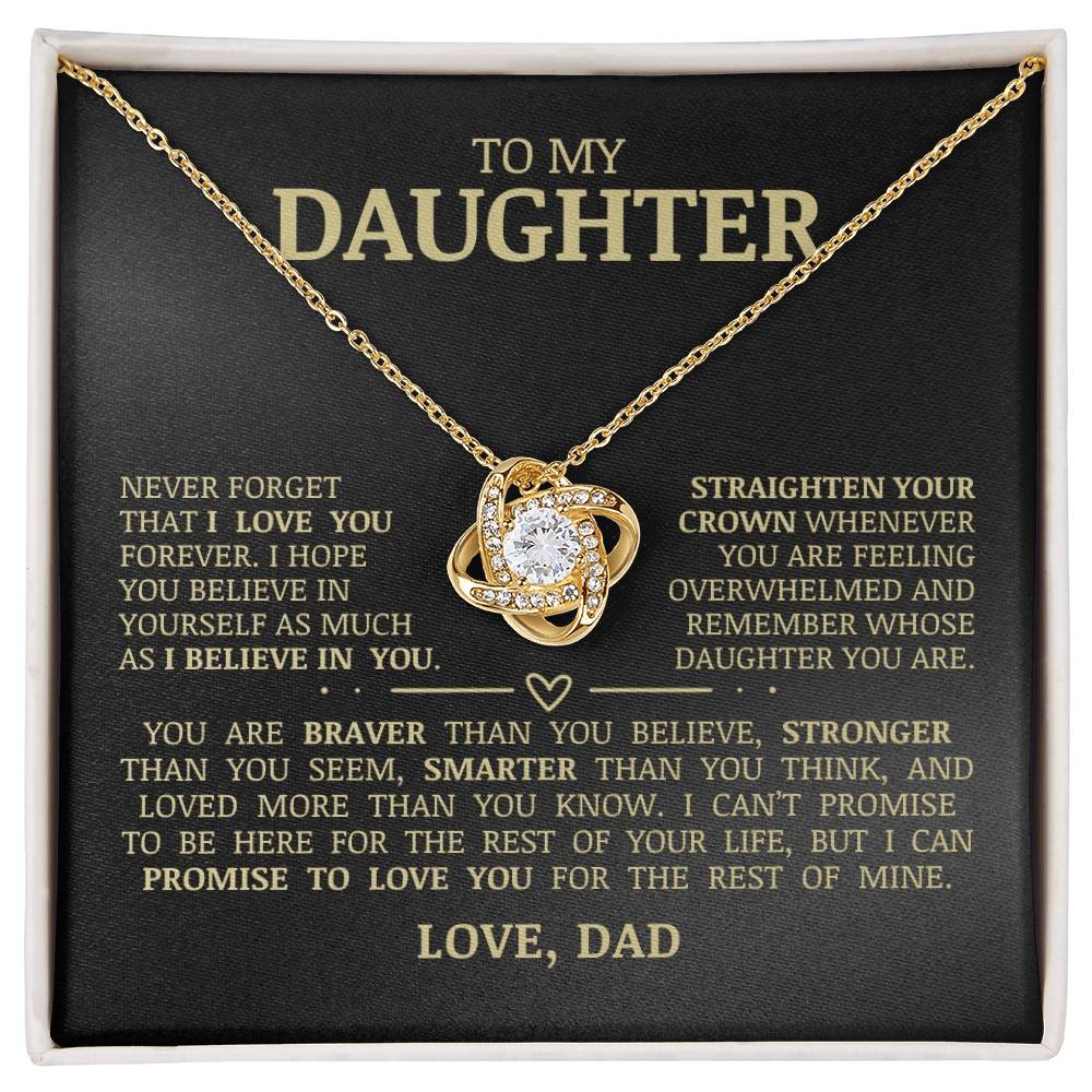 To My Daughter "Believe In Yourself" Love Knot Necklace
