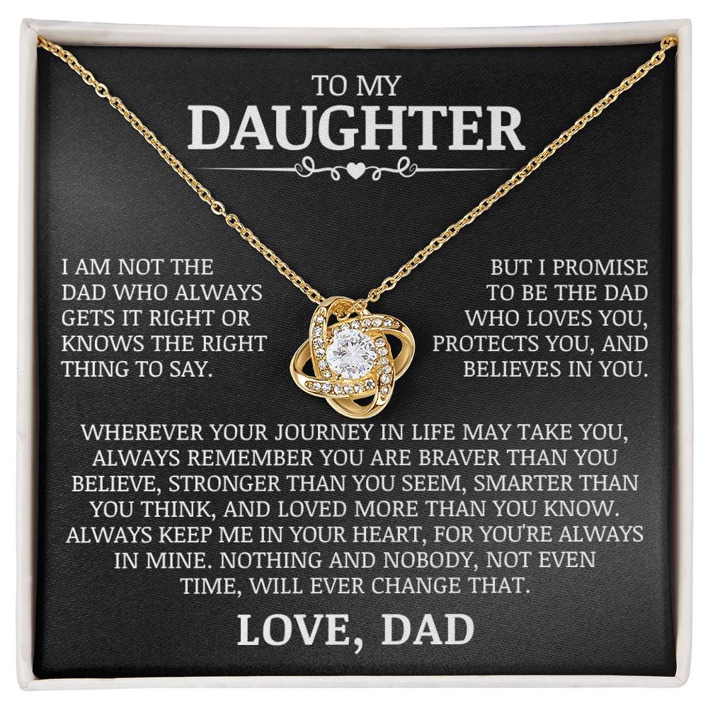 To My Daughter "Always Keep Me In Your Heart" Love Knot Necklace