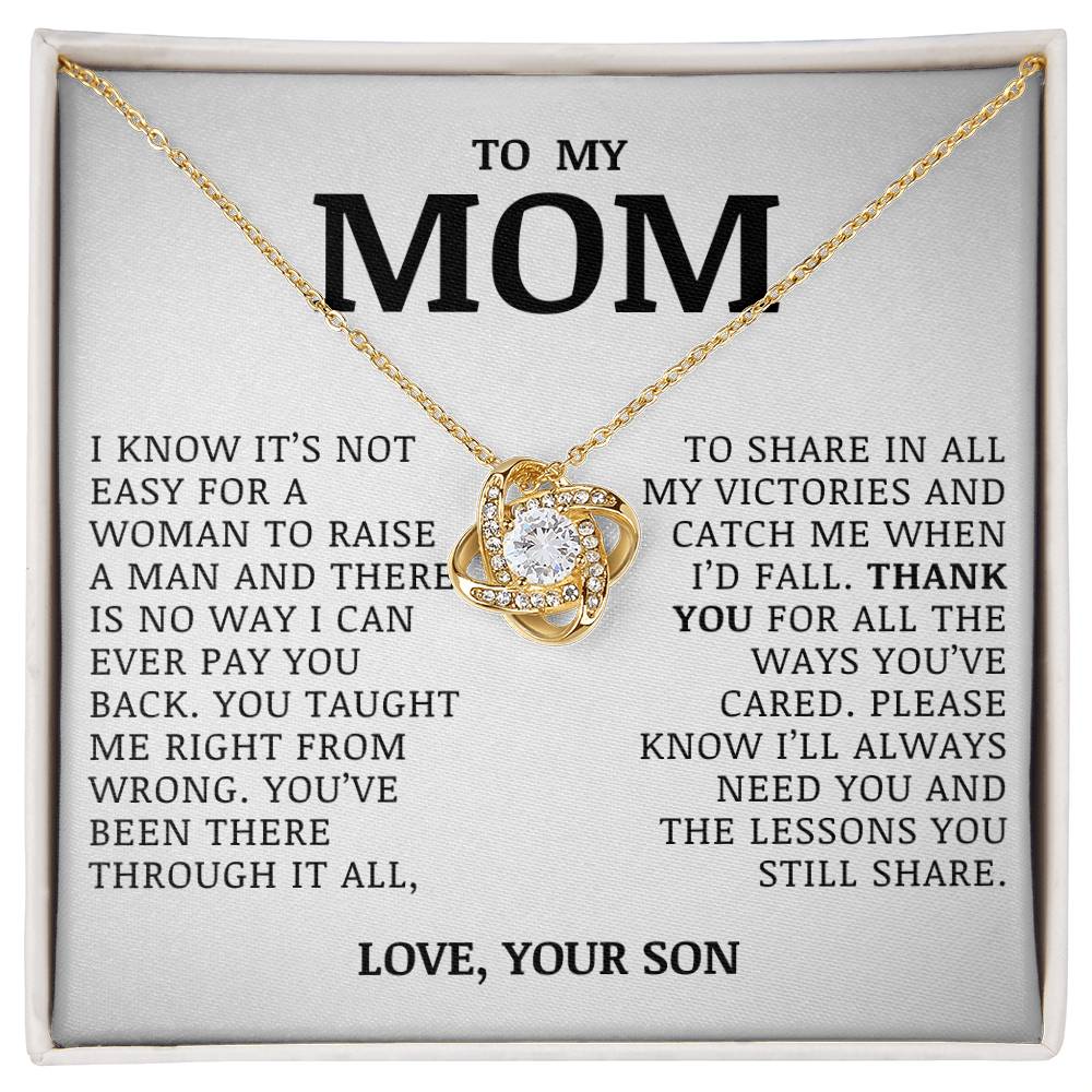 To My Mom "You've Been Through it All" Love Knot Necklace