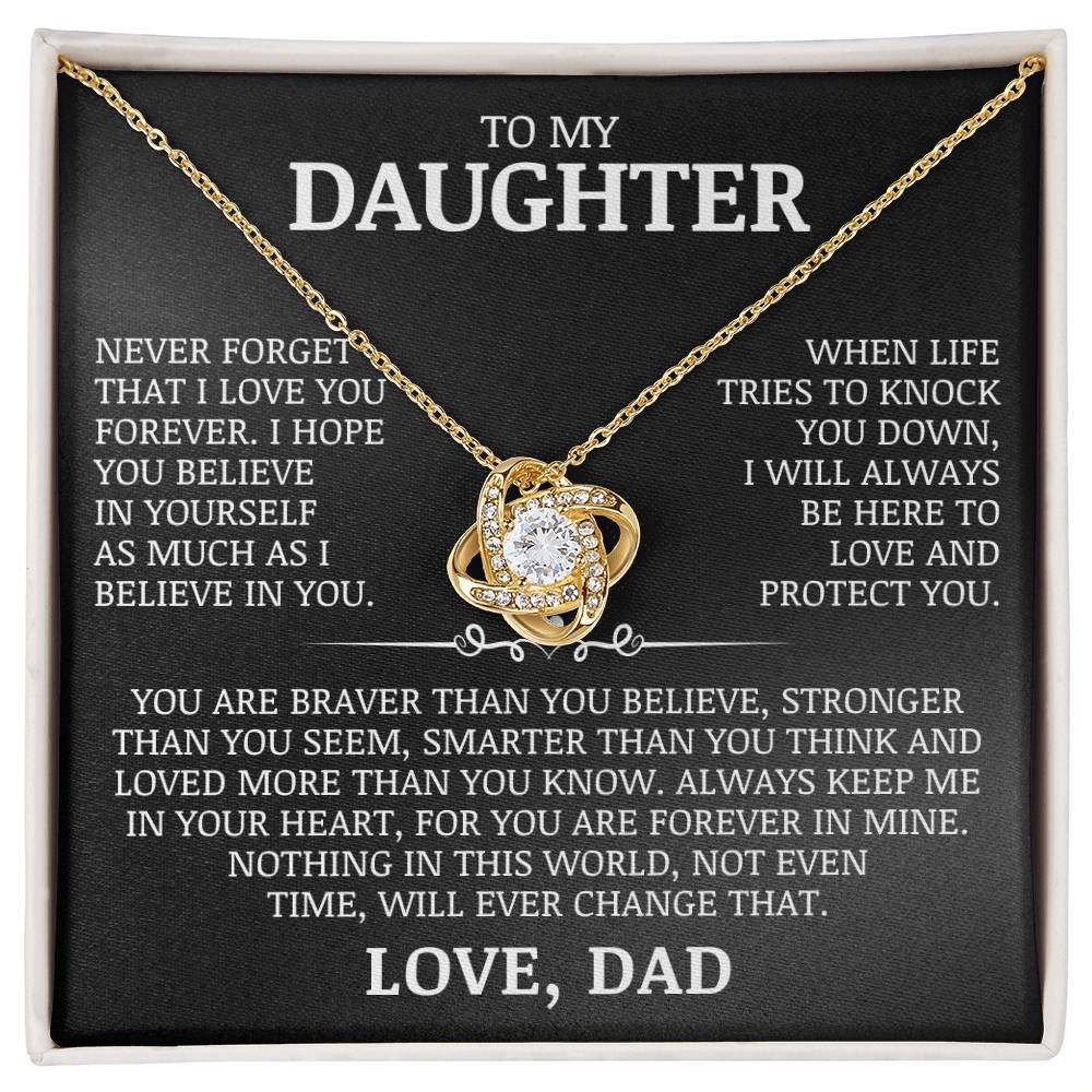 To My Daughter "I Believe In You" Love Knot Necklace