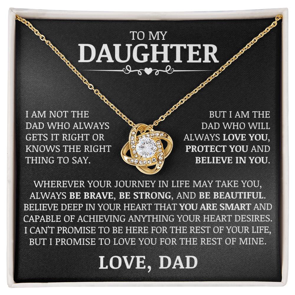 To My Daughter "Love You, Protect You, and Believe In You" Love Knot Necklace