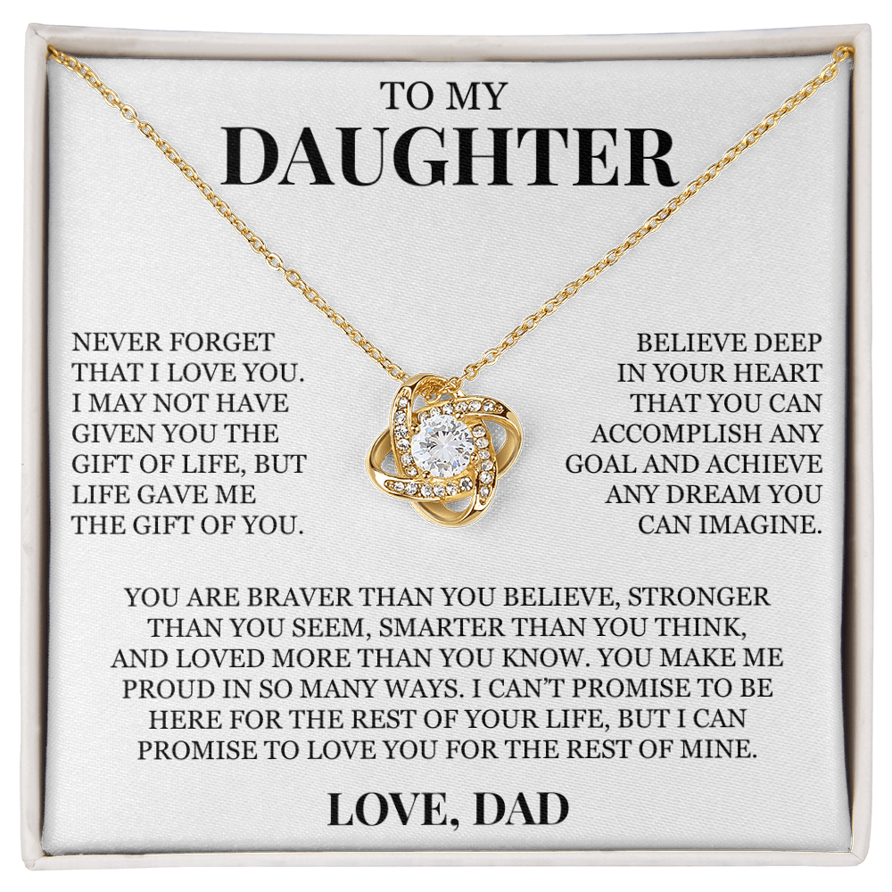 To My Daughter "Never Forget That I Love You" Love Knot Necklace