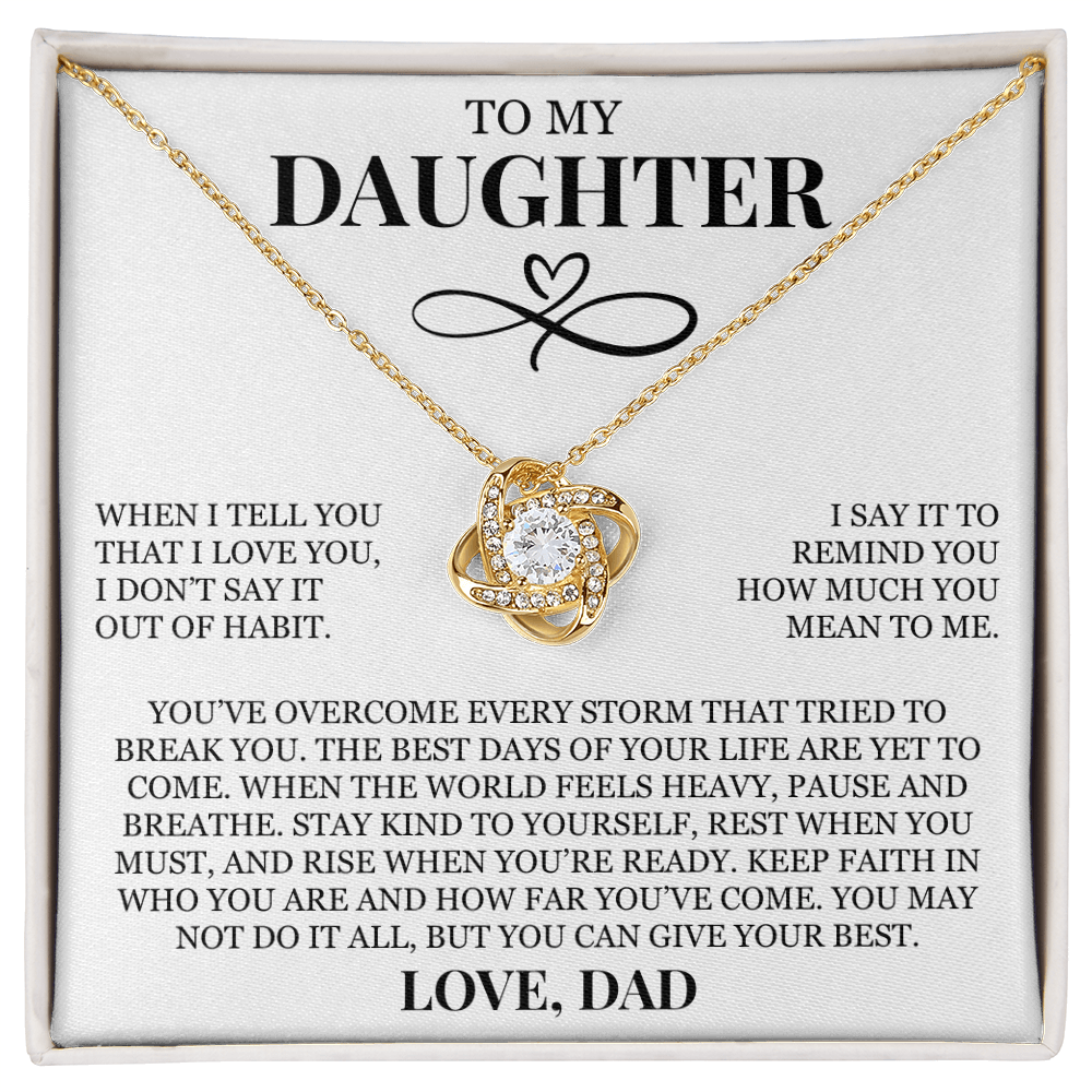 To My Daughter "I Love You" Love Knot Necklace