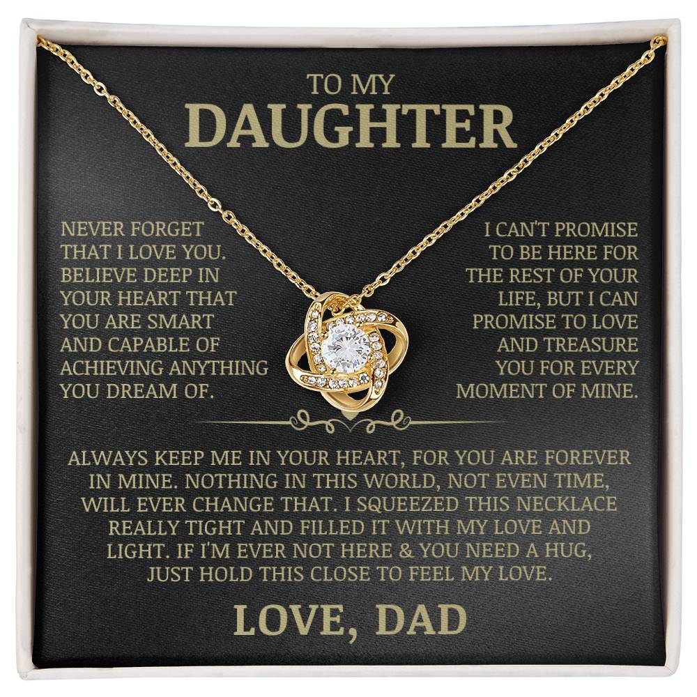 To My Daughter "Never Forget That I Love You" Love Knot Necklace