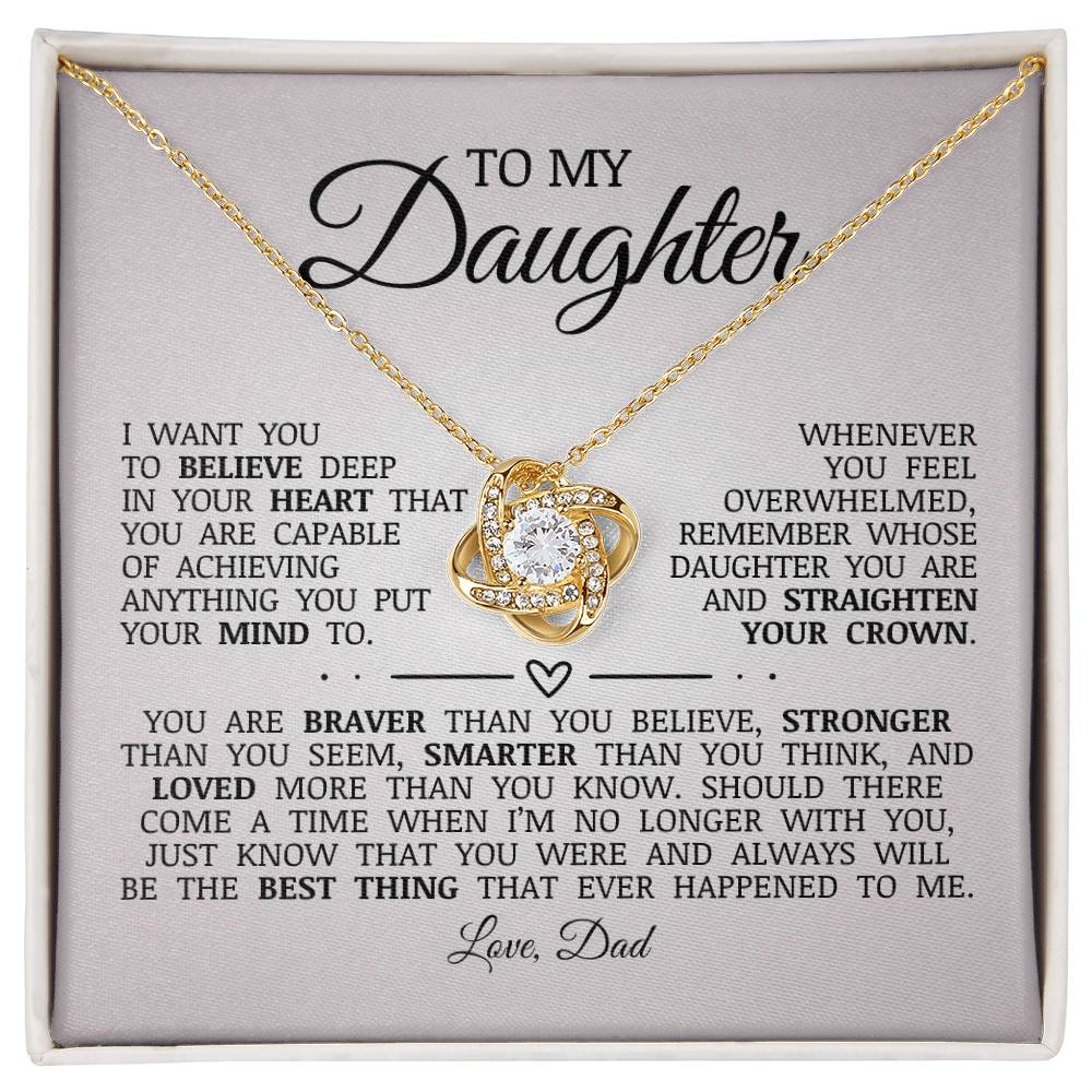 To My Daughter "You Are Loved More Than You Know" Love Knot Necklace