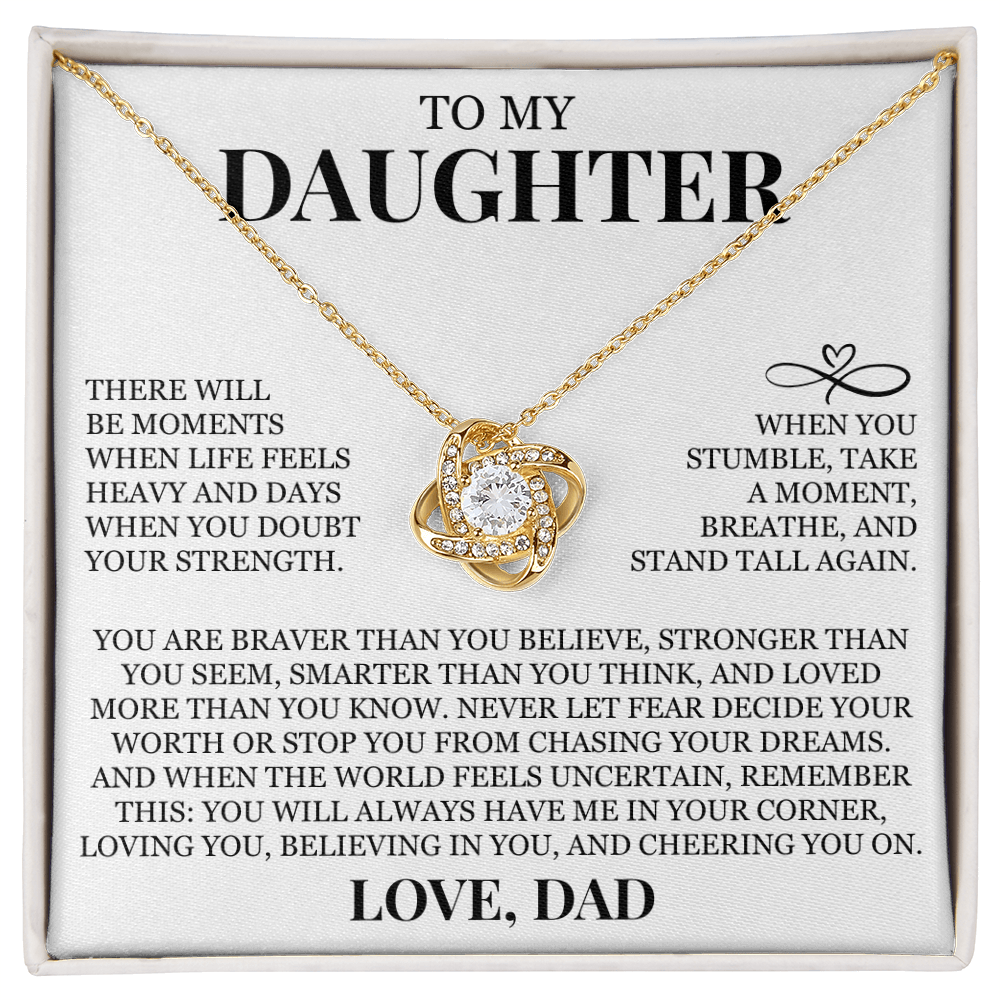 To My Daughter "You Are Loved More Than You Know" Love Knot Necklace