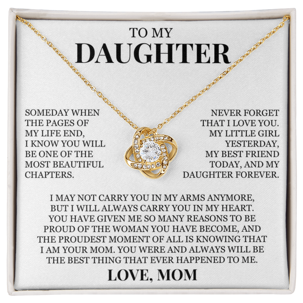 To My Daughter "Never Forget That I Love You" Love Knot Necklace
