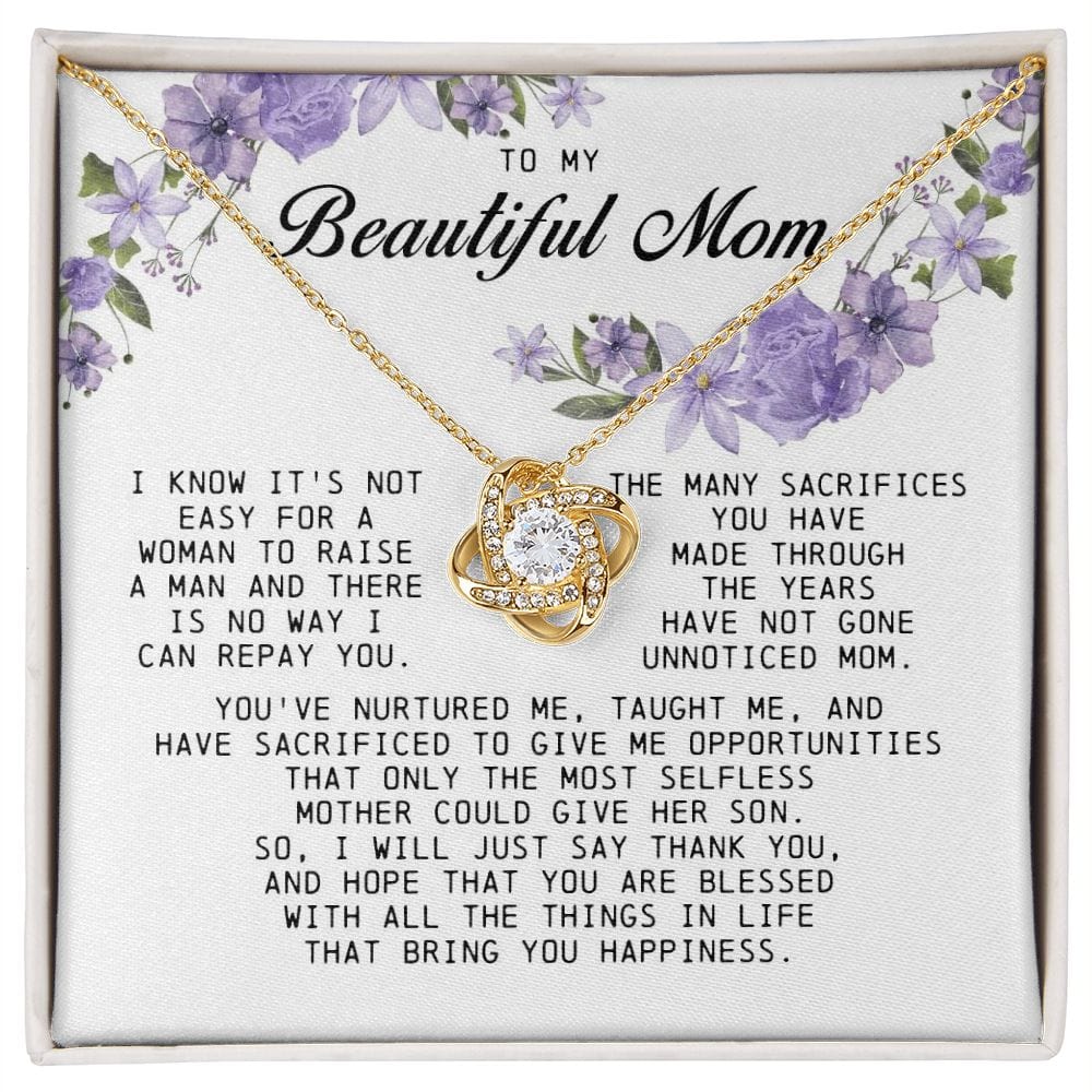 To My Beautiful Mom, Love Knot Necklace