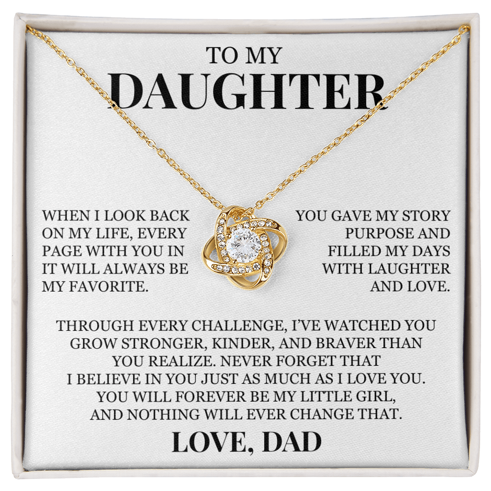 To My Daughter "Never Forget That I Believe In You" Love Knot Necklace