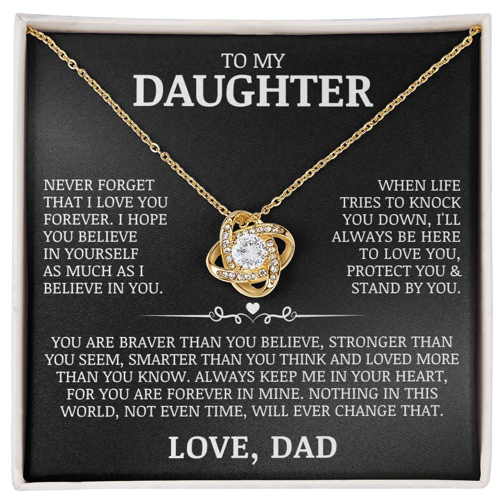 To My Daughter "Never Forget That I Love You" Love Knot Necklace