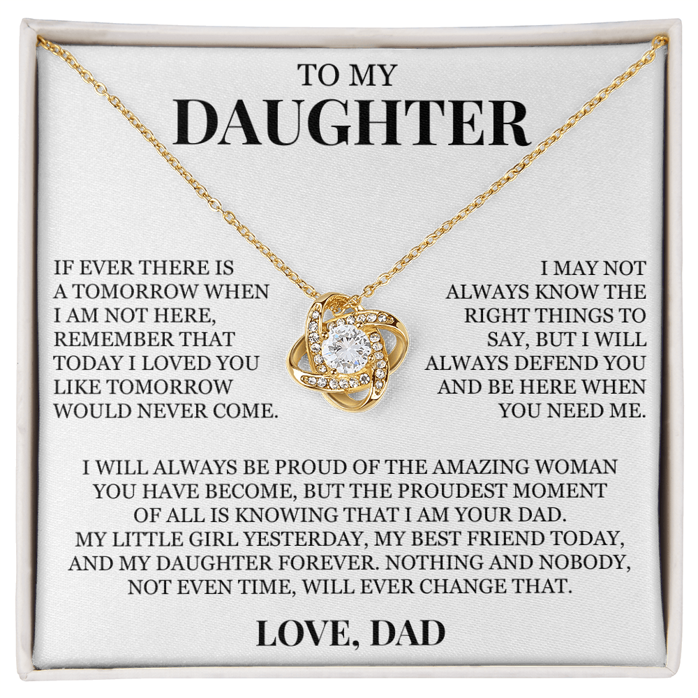 To My Daughter "I Will Always Defend You" Love Knot Necklace