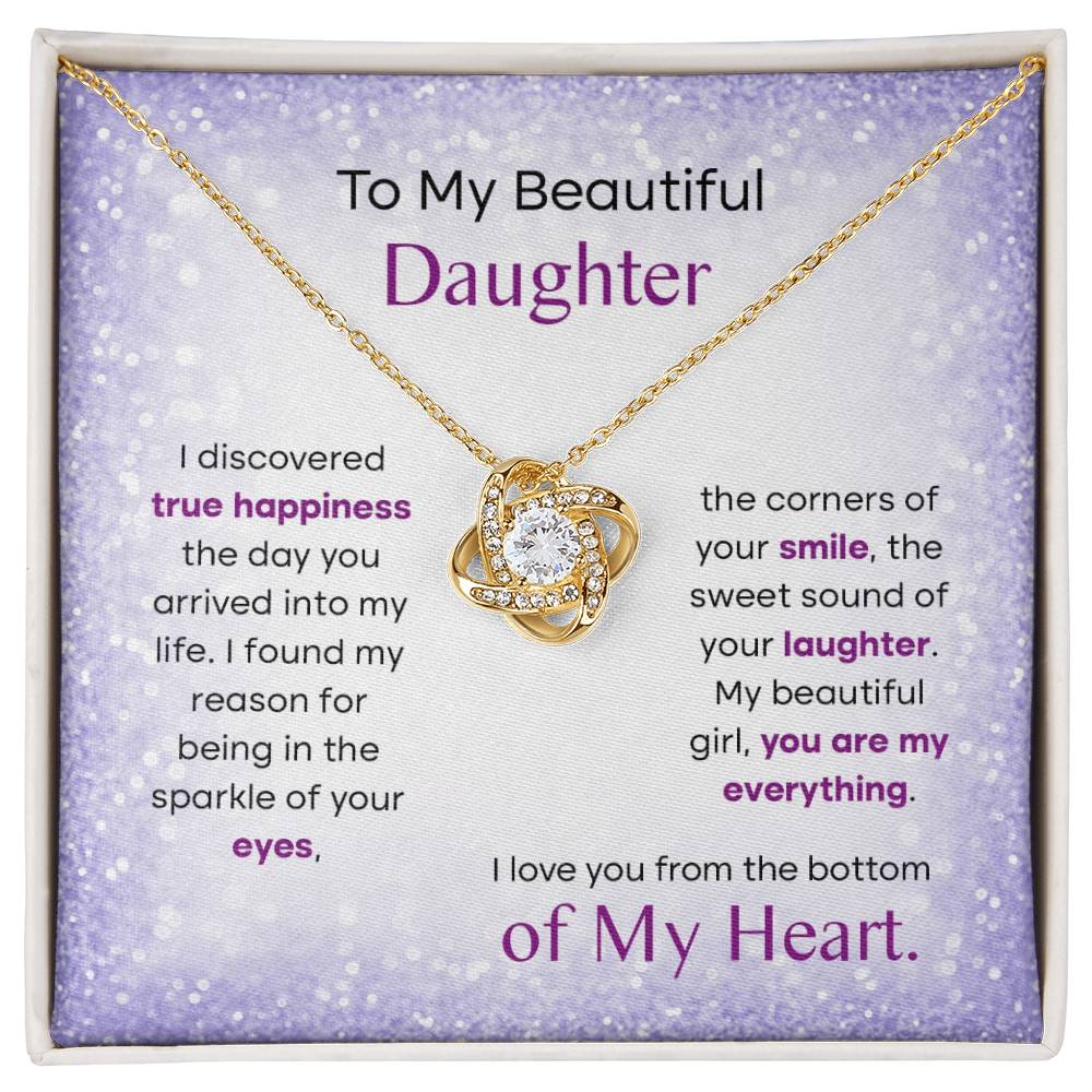 To My Beautiful Daughter, Love Knot Necklace, Gift From Mom