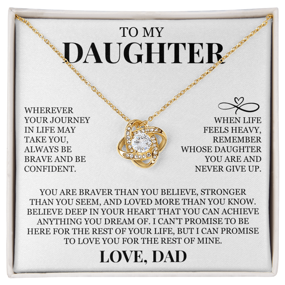 To My Daughter "Never Give Up" Love Knot Necklace