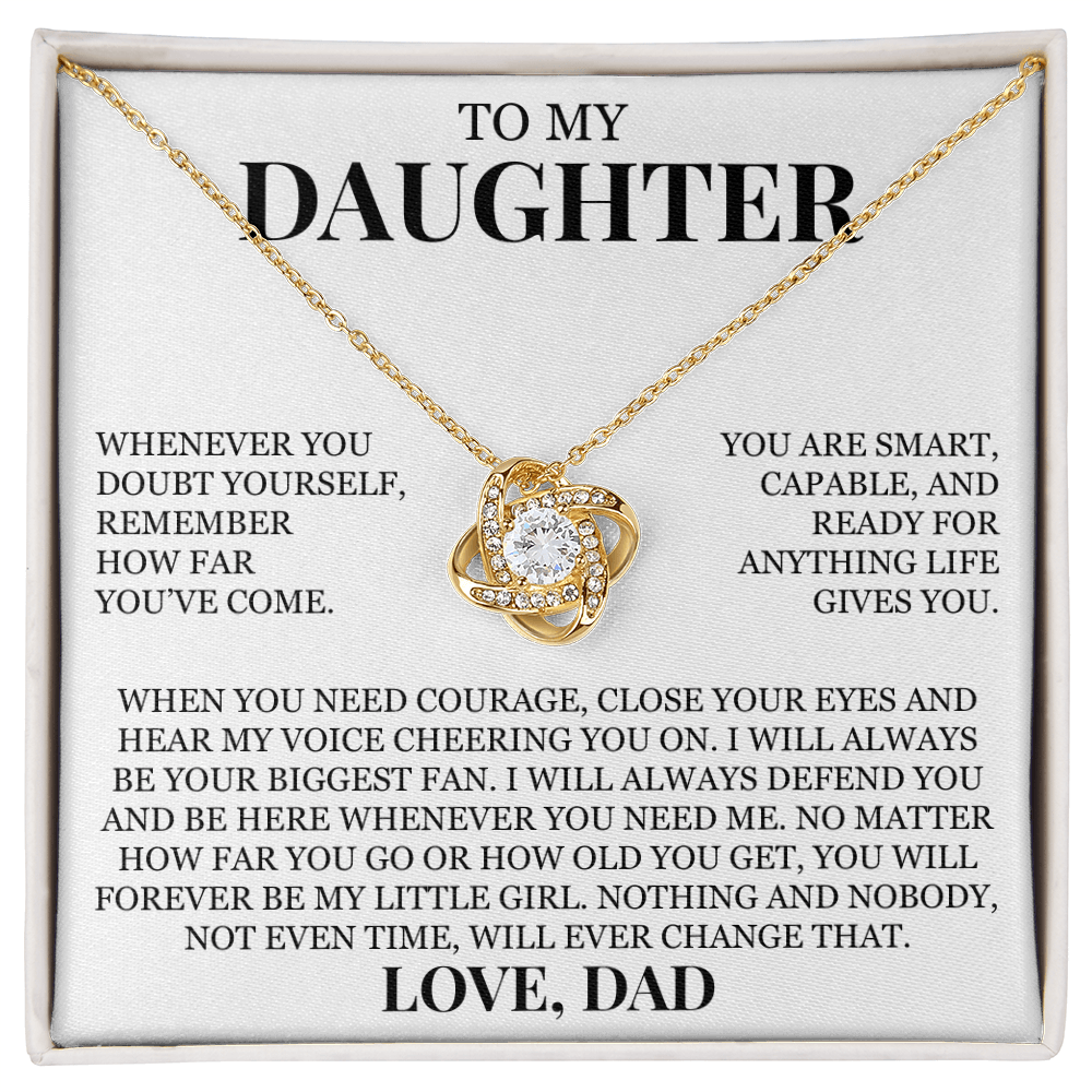 To My Daughter "Forever My Little Girl" Love Knot Necklace