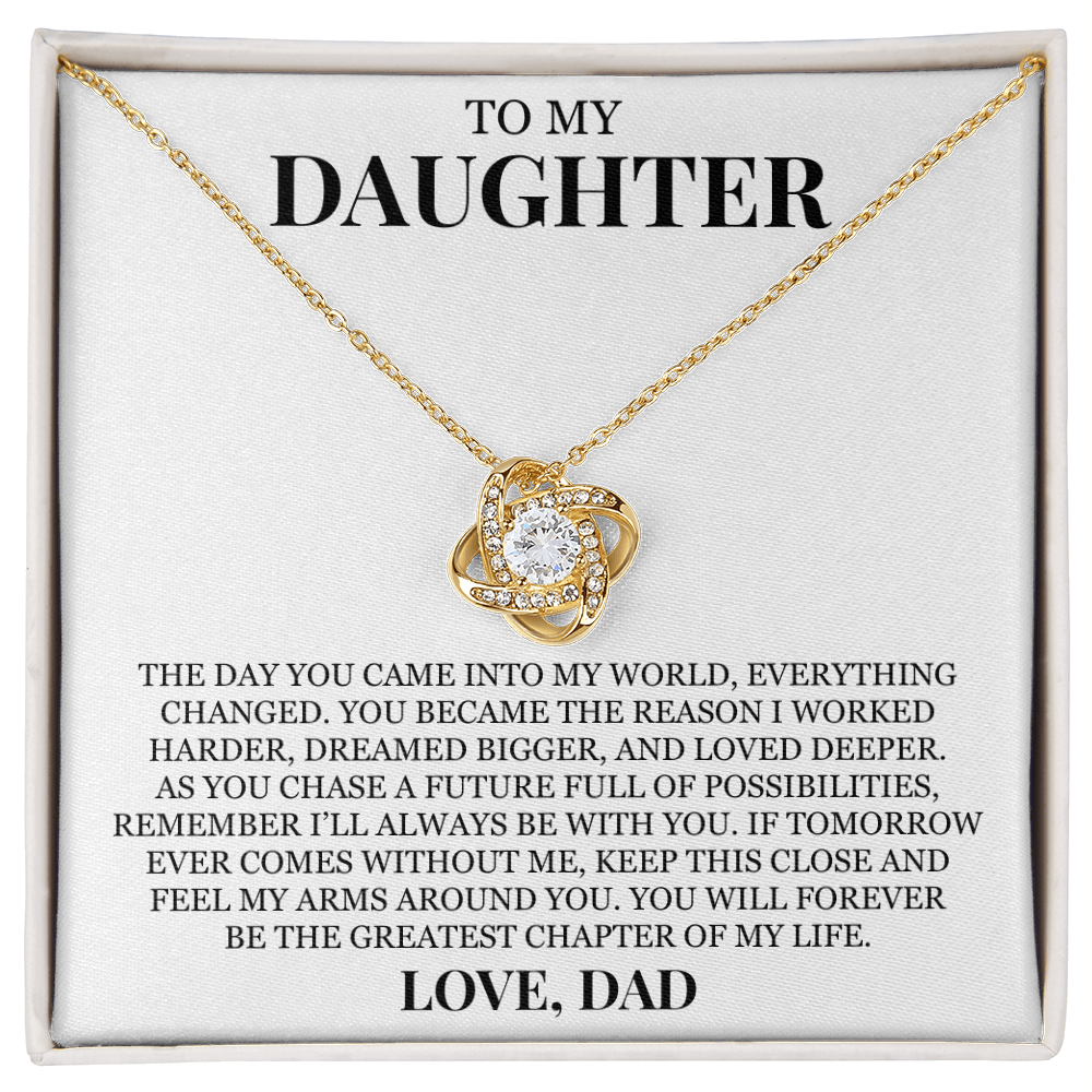 To My Daughter "I'll Always Be With You" Love Knot Necklace