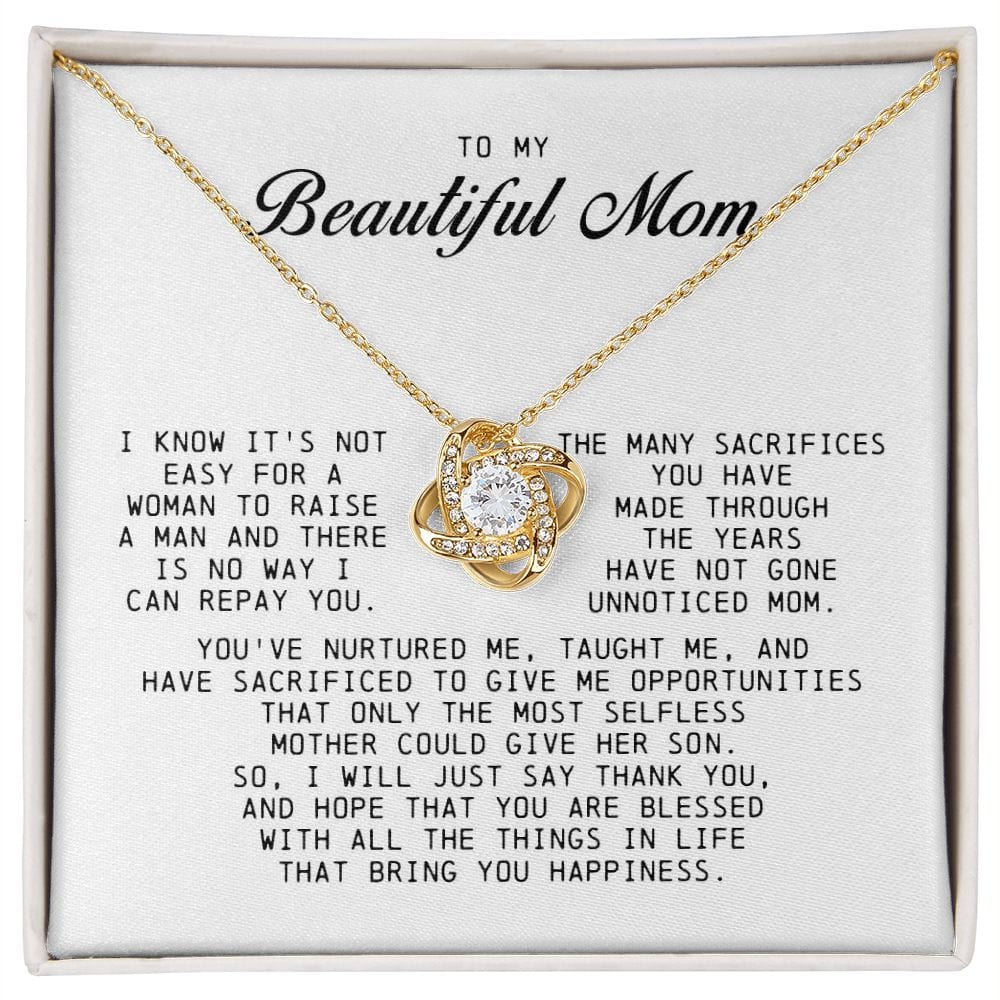 To My Beautiful Mom, Love Knot Necklace