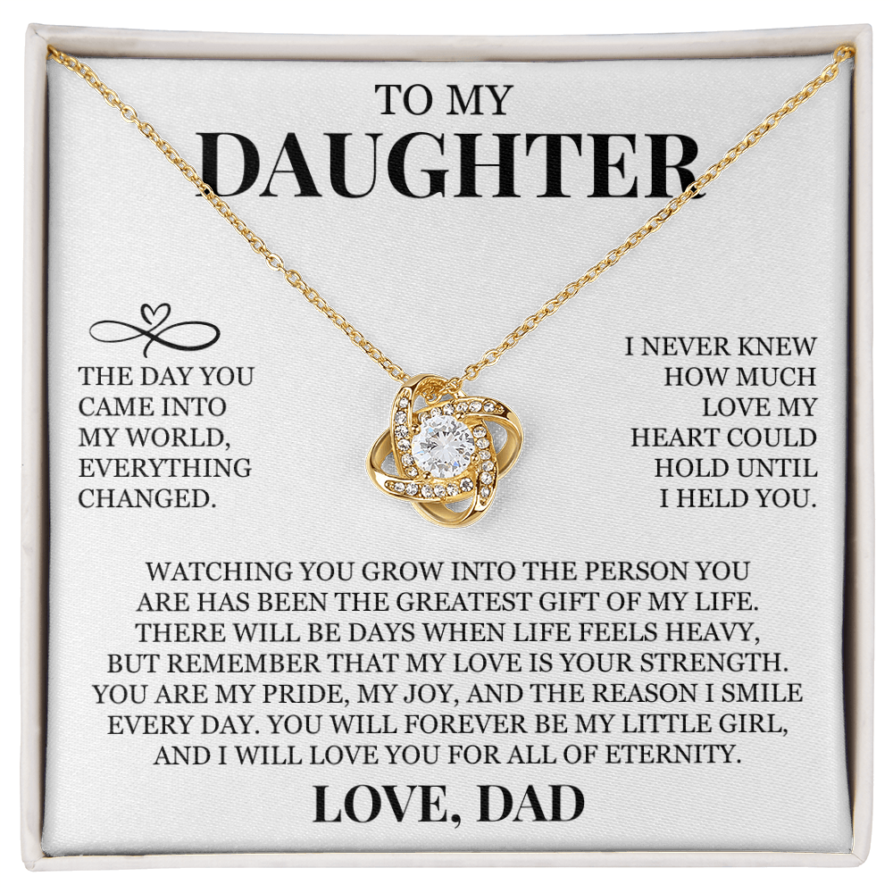 To My Daughter "Forever My Little Girl" Love Knot Necklace