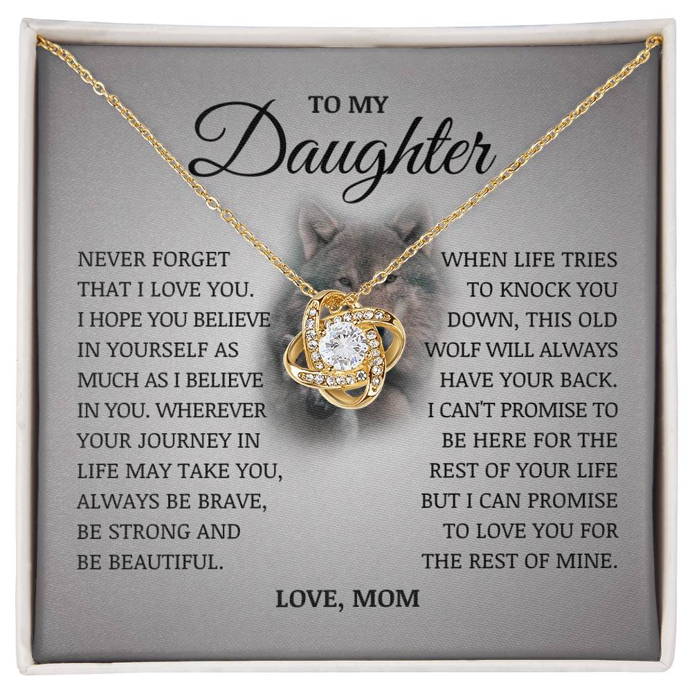 To My Daughter "I Believe In You" Love Knot Necklace
