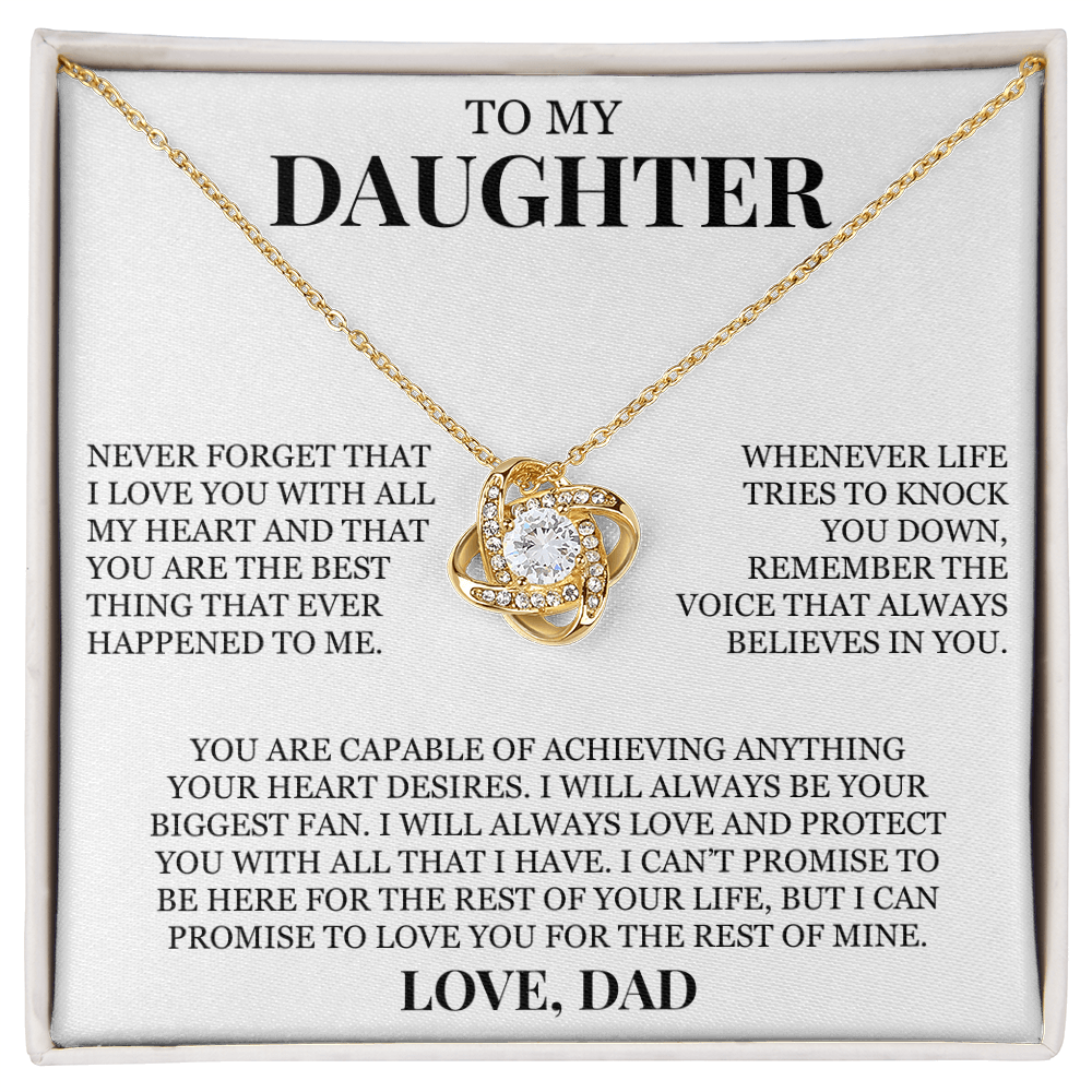 To My Daughter "Never Forget That I Love You" Love Knot Necklace
