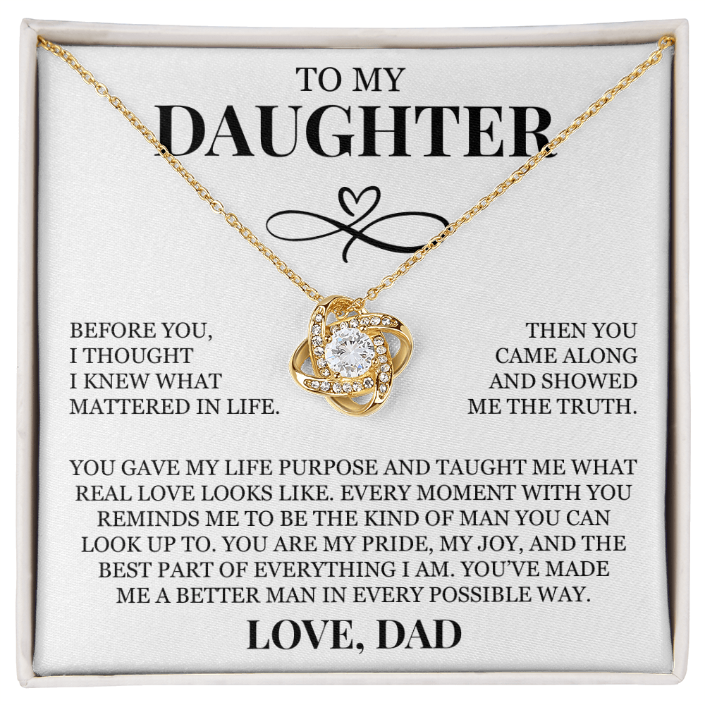 To My Daughter "You Gave My Life Purpose" Love Knot Necklace