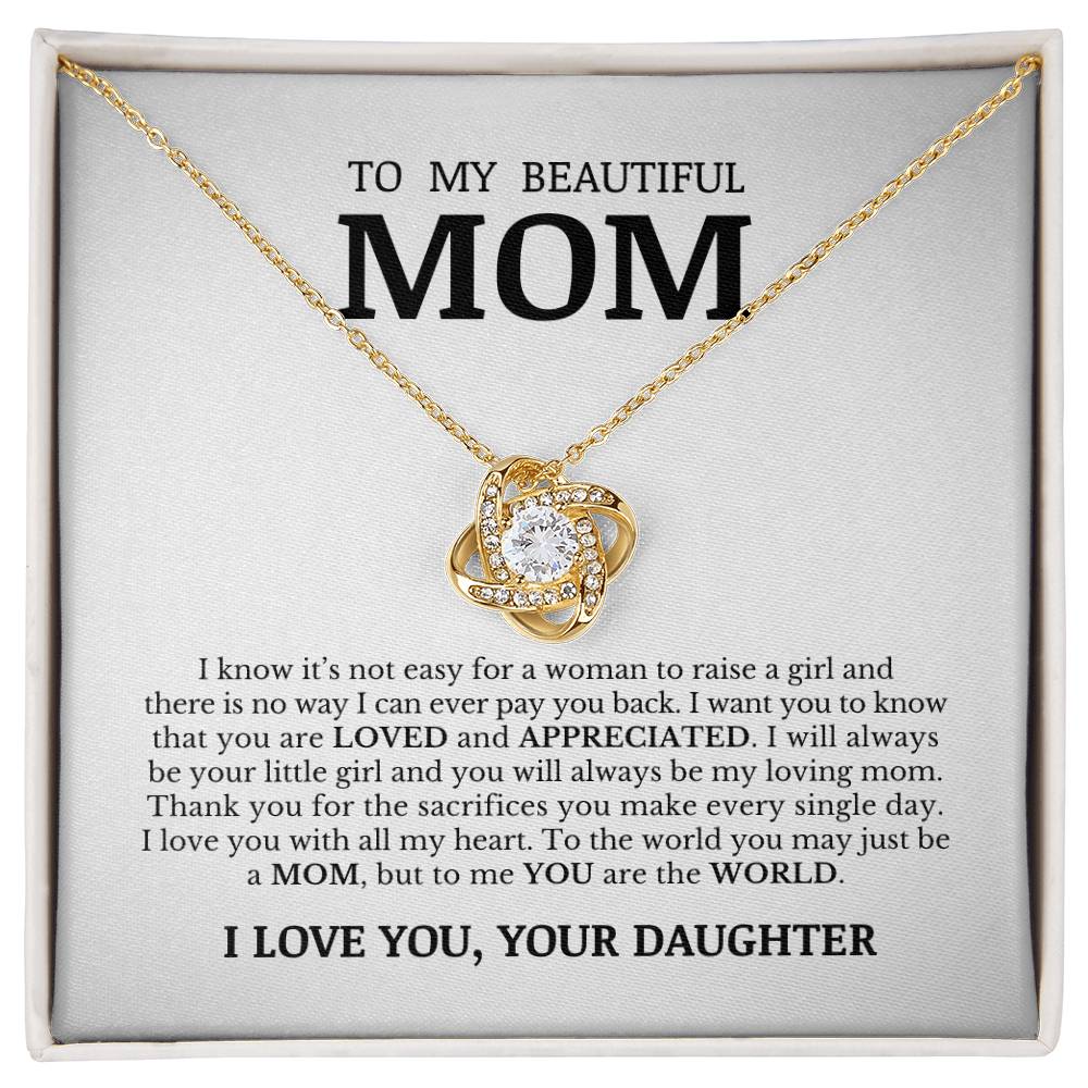 To My Beautiful Mom, Love Knot Necklace