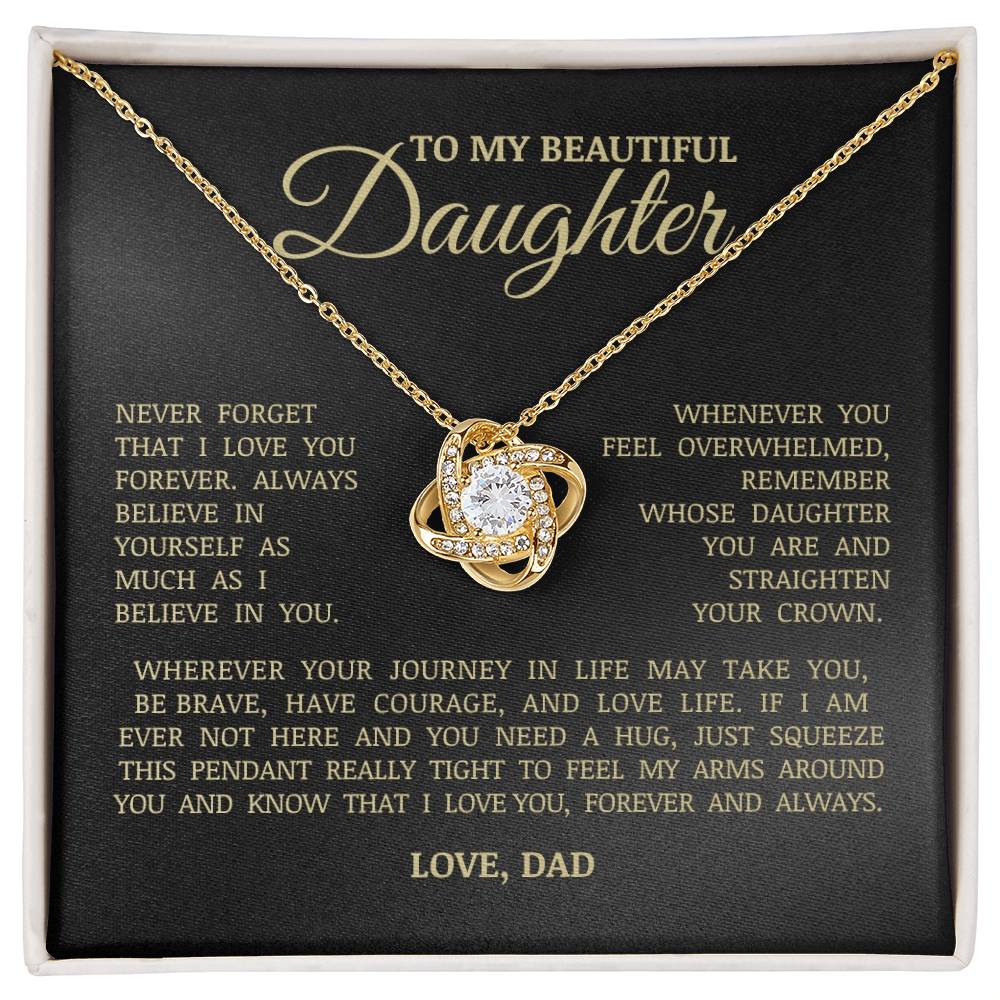 To My Beautiful Daughter "I Love You Forever" Love Knot Necklace
