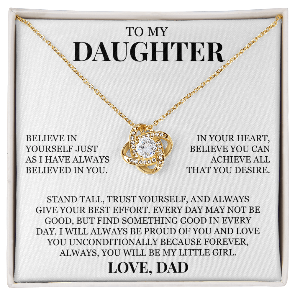 To My Daughter "Believe In Yourself" Love Knot Necklace