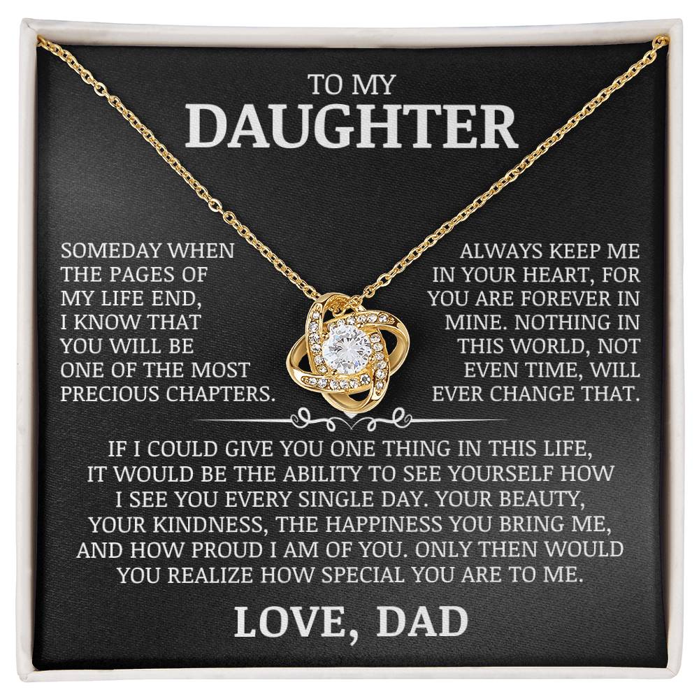 To My Daughter "Always Keep My In Your Heart" Love Knot Necklace