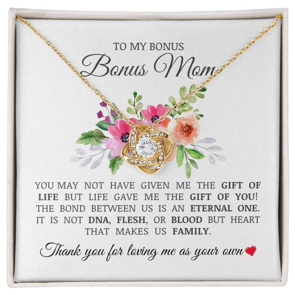 To My Bonus Mom "Thank You For Loving Me As Your Own" Love Knot Necklace