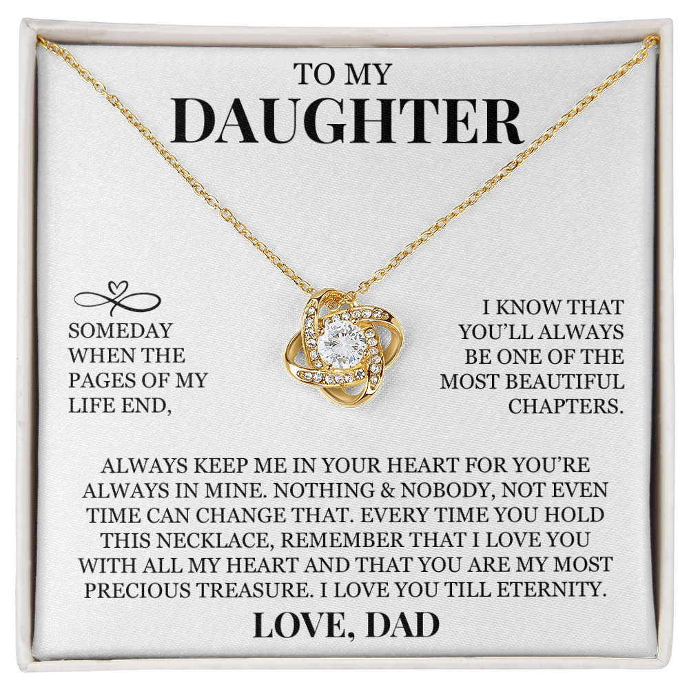 To My Daughter "Always Keep Me In Your Heart" Love Knot Necklace
