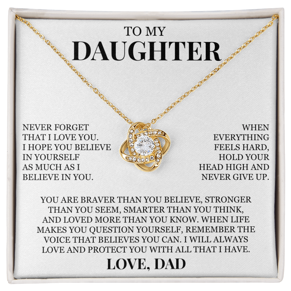 To My Daughter "Hold Your Head High" Love Knot Necklace