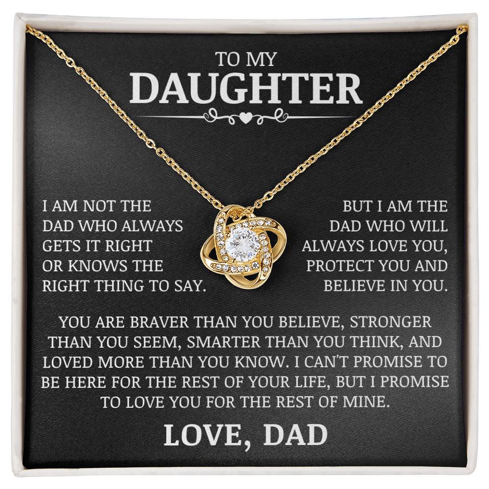 To My Daughter "Love You, Protect You, and Believe In You" Love Knot Necklace