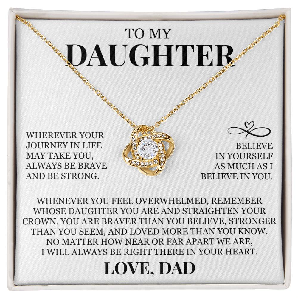 To My Daughter "I Believe In You" Love Knot Necklace