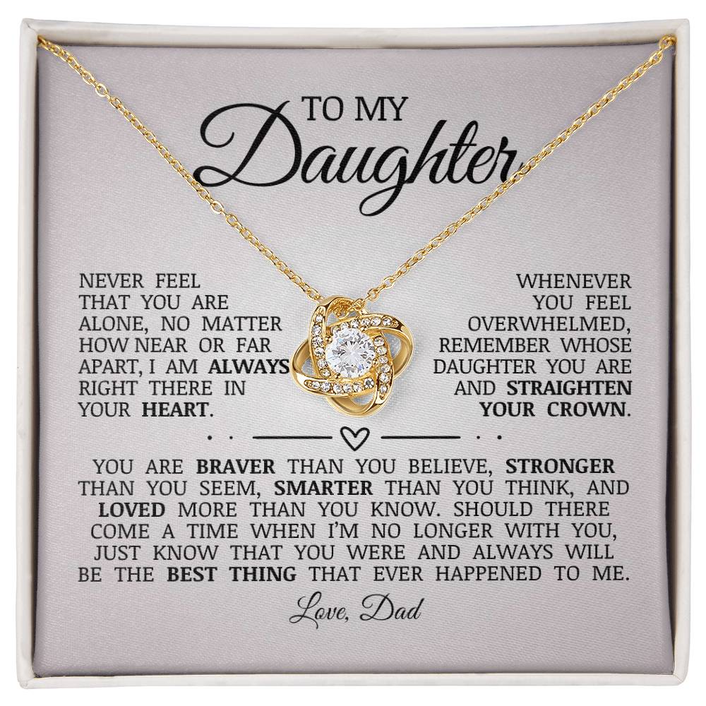 To My Daughter "You Are Loved More Than You Know" Love Knot Necklace