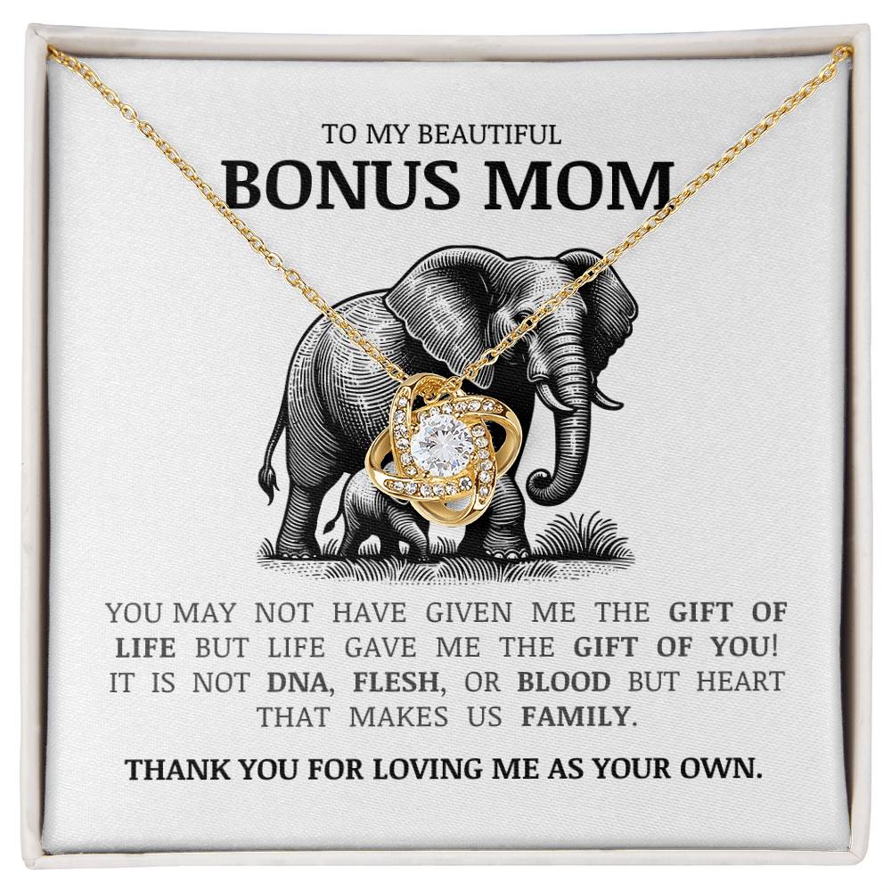 To My Bonus Mom "Thank You For Loving Me As Your Own" Love Knot Necklace