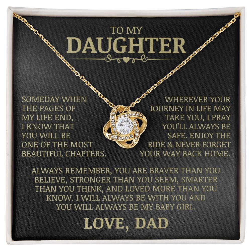 To My Daughter "Never Forget Your Way Back Home" Love Knot Necklace
